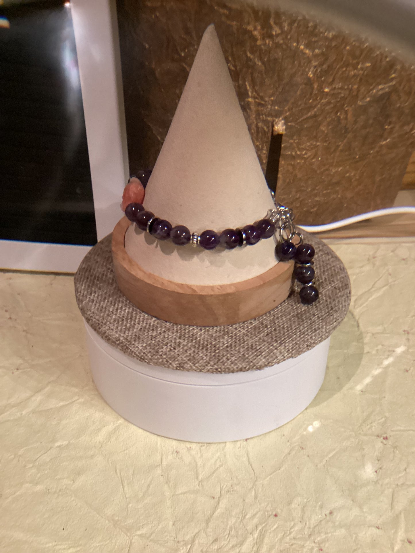 Dreamy Amethyst and Tourmaline bracelet 7.75”