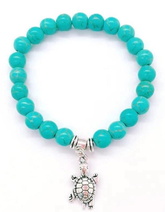 Turquoise Turtle stretch bracelet 7”