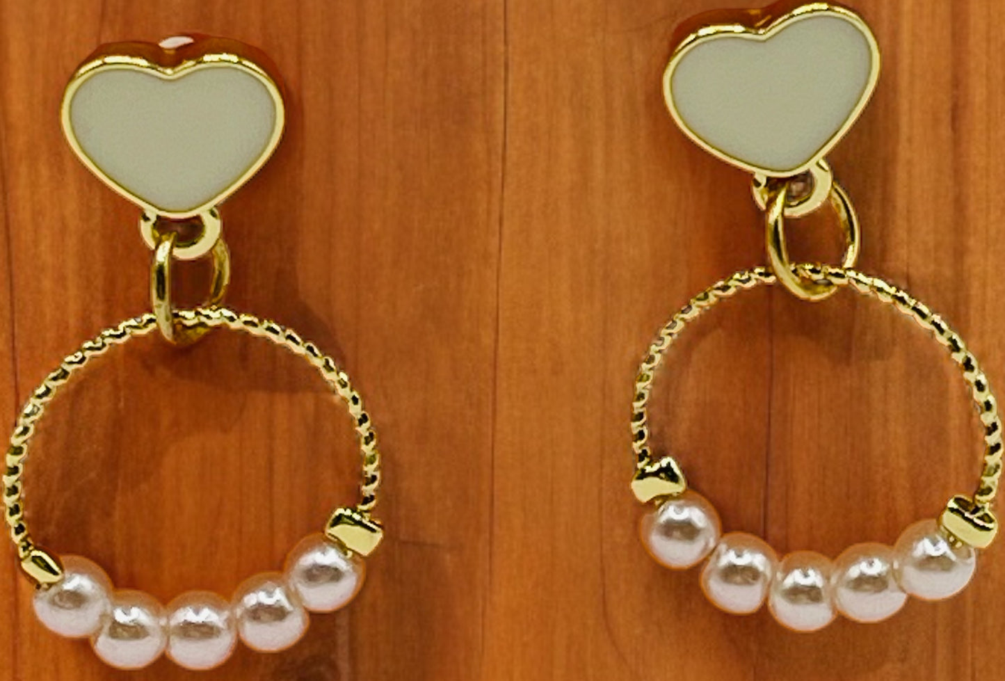 Heart and Gold Plated beaded earrings