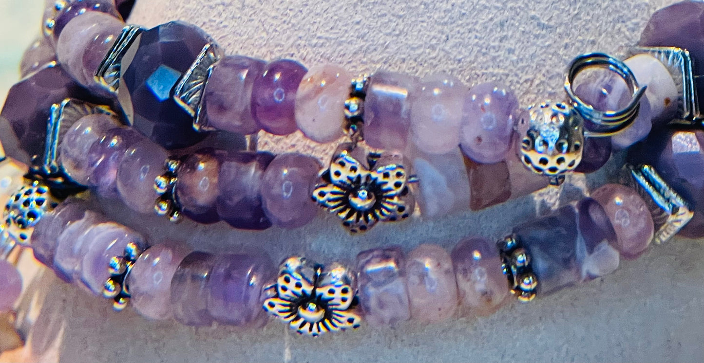 Amethyst wrap bracelet with matching earrings