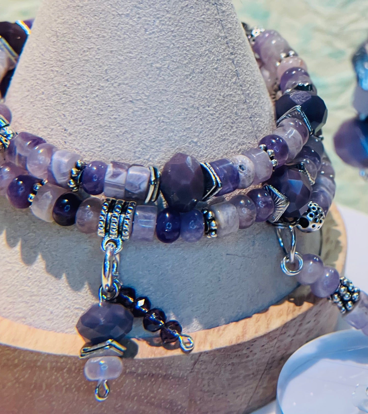 Amethyst wrap bracelet with matching earrings