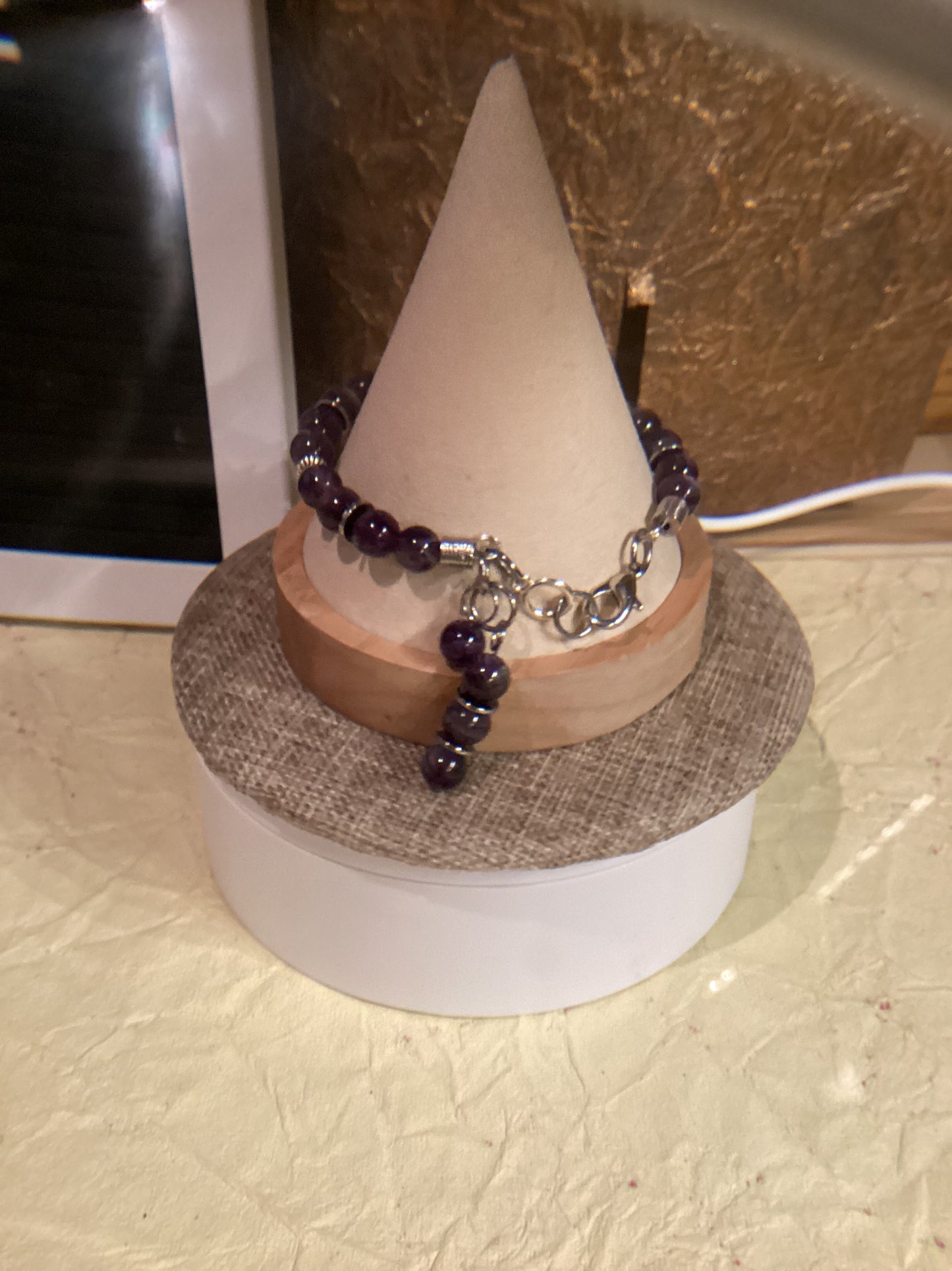 Dreamy Amethyst and Tourmaline bracelet 7.75”