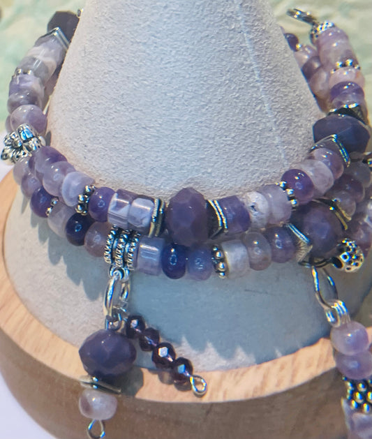 Amethyst wrap bracelet with matching earrings