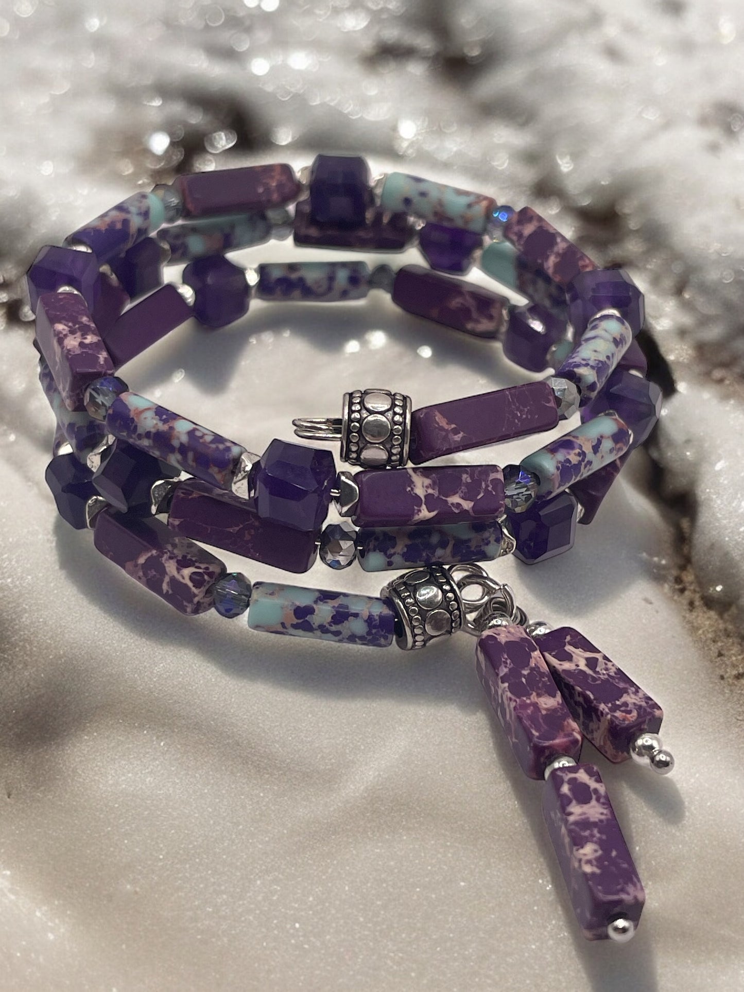 Purple Tube Jasper wrap bracelet