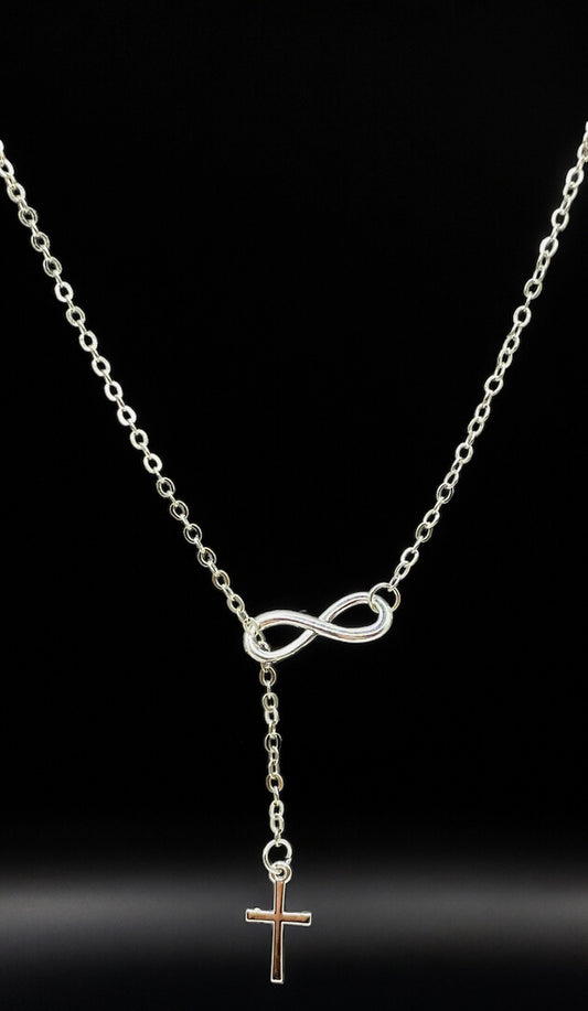 Silver plated 16” Infinity Cross Necklace