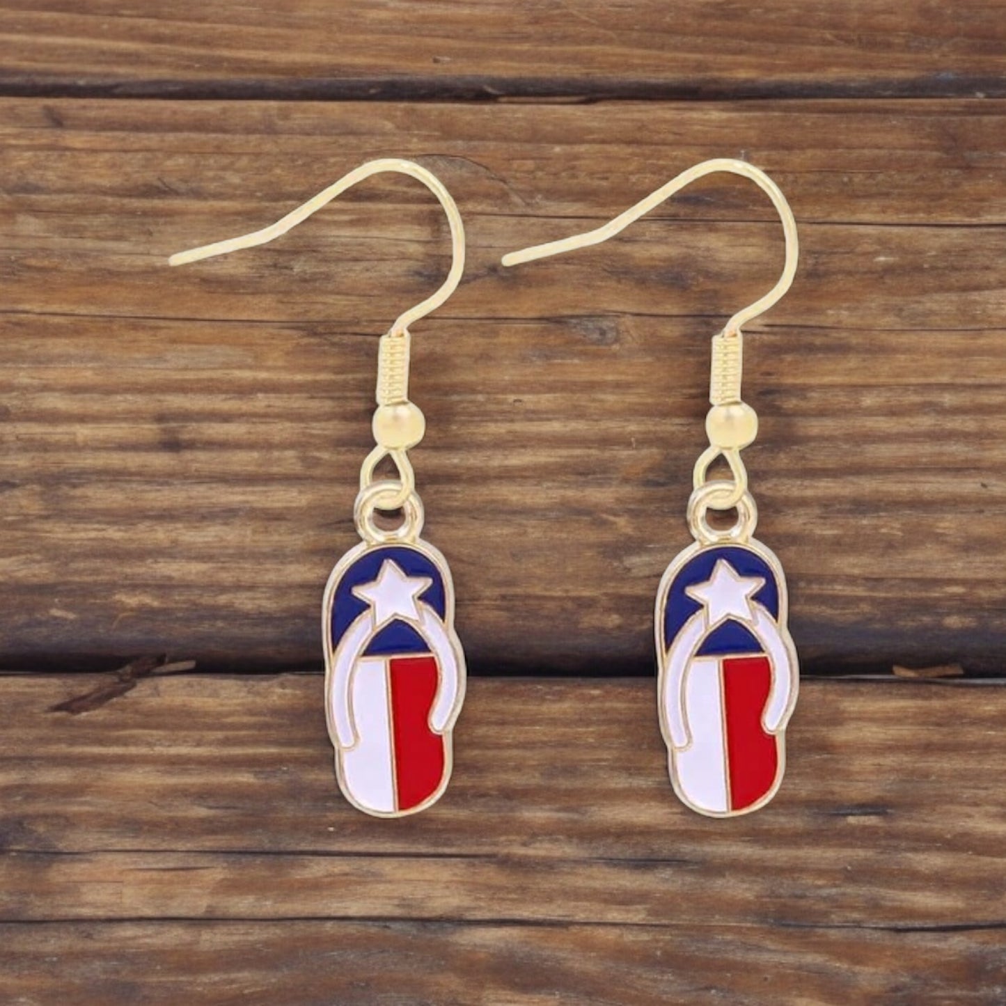 Texas / American Flag Earrings Gold Plated