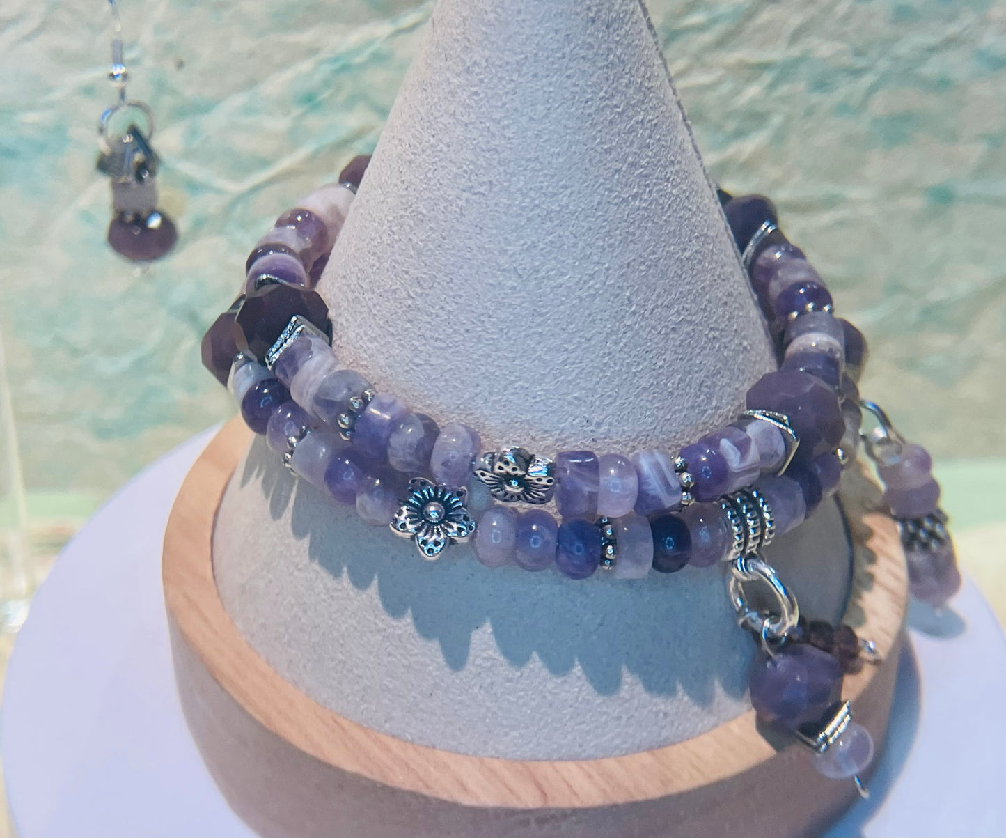 Amethyst wrap bracelet with matching earrings