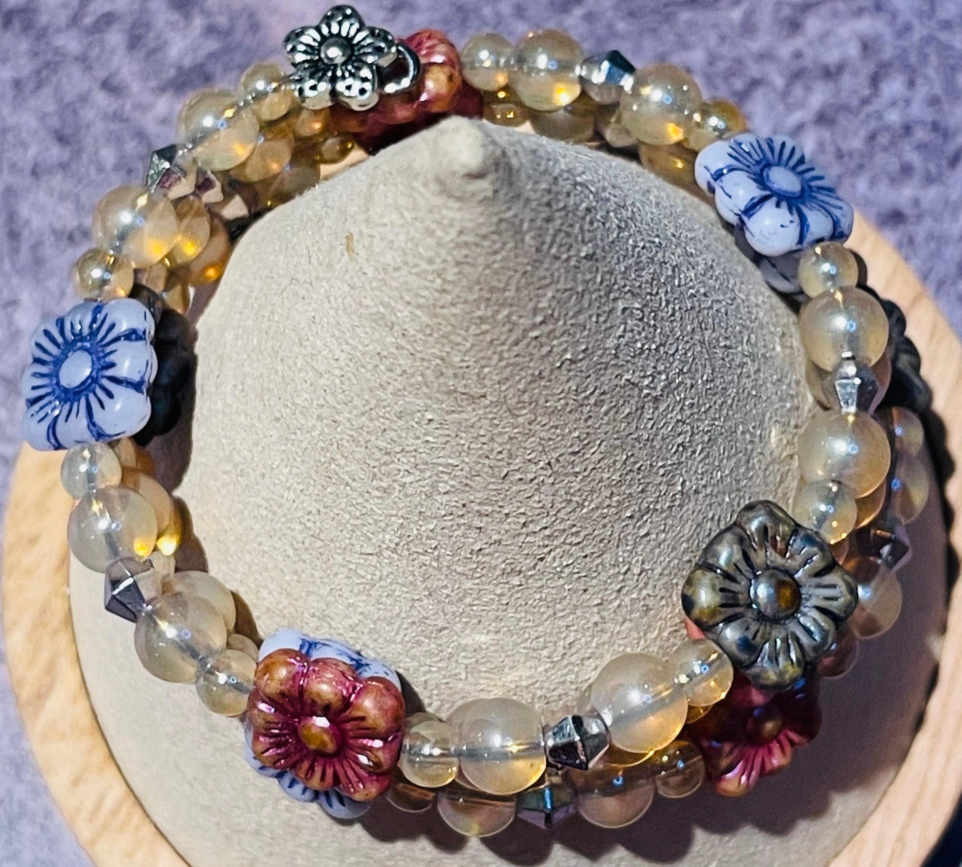 Gilded Daisy wrap bracelet with matching earrings