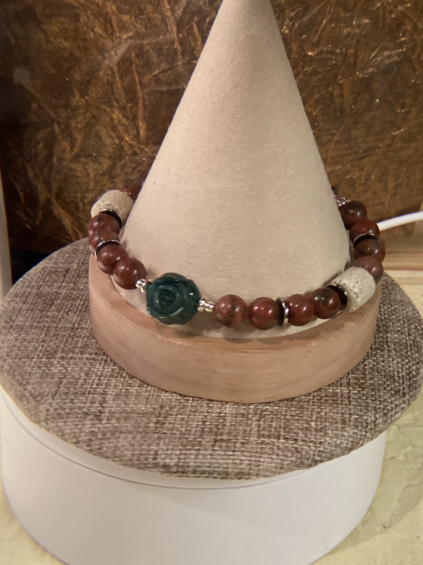 Alashan Rose and Unakite bracelet 8-8.25&quot;