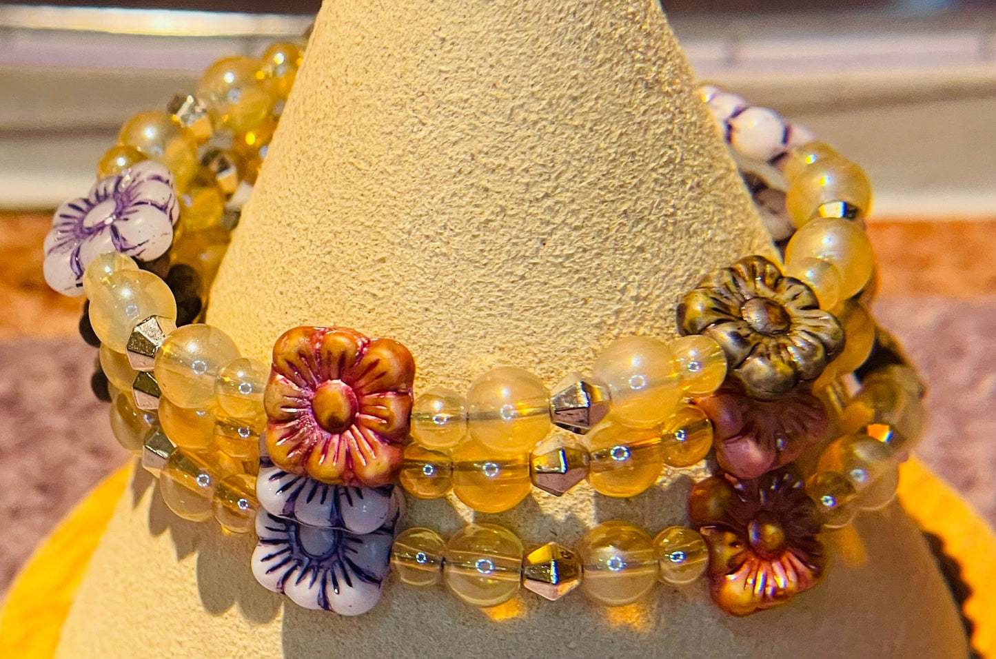 Gilded Daisy wrap bracelet with matching earrings