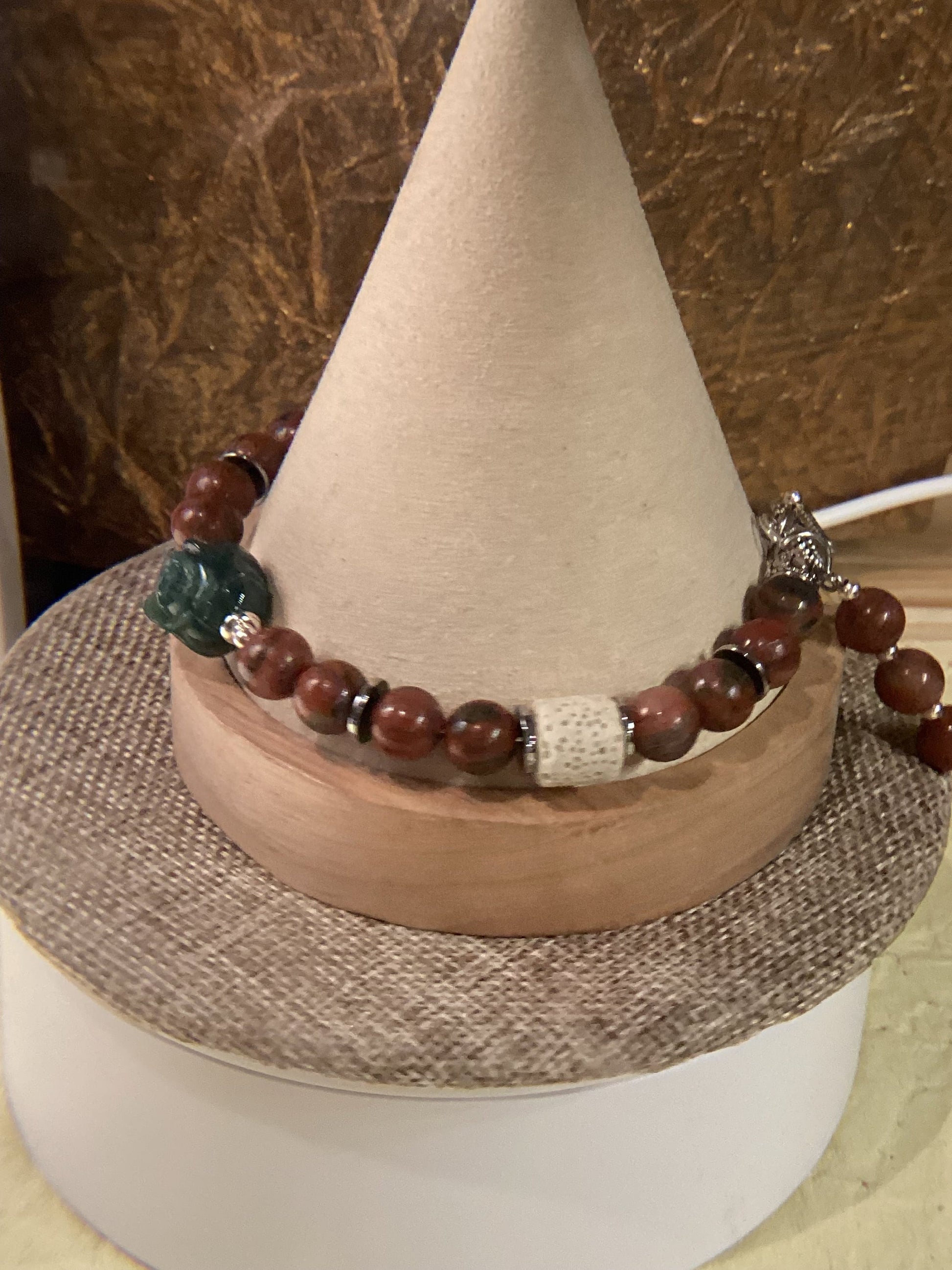 Alashan Rose and Unakite bracelet 8-8.25&quot;