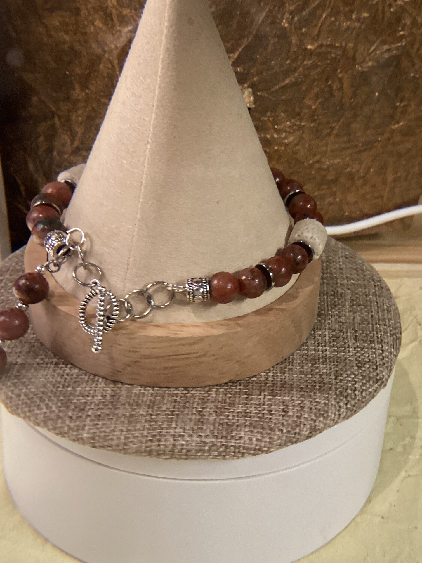 Alashan Rose and Unakite bracelet 8-8.25&quot;