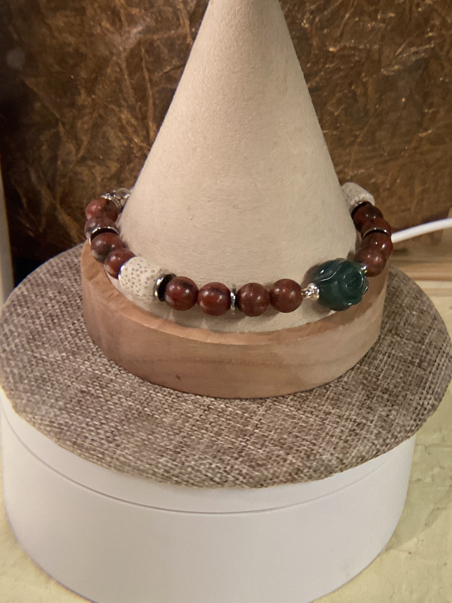 Alashan Rose and Unakite bracelet 8-8.25&quot;