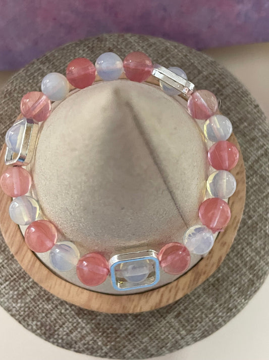 Rosy Opal elastic bracelet 7&quot;