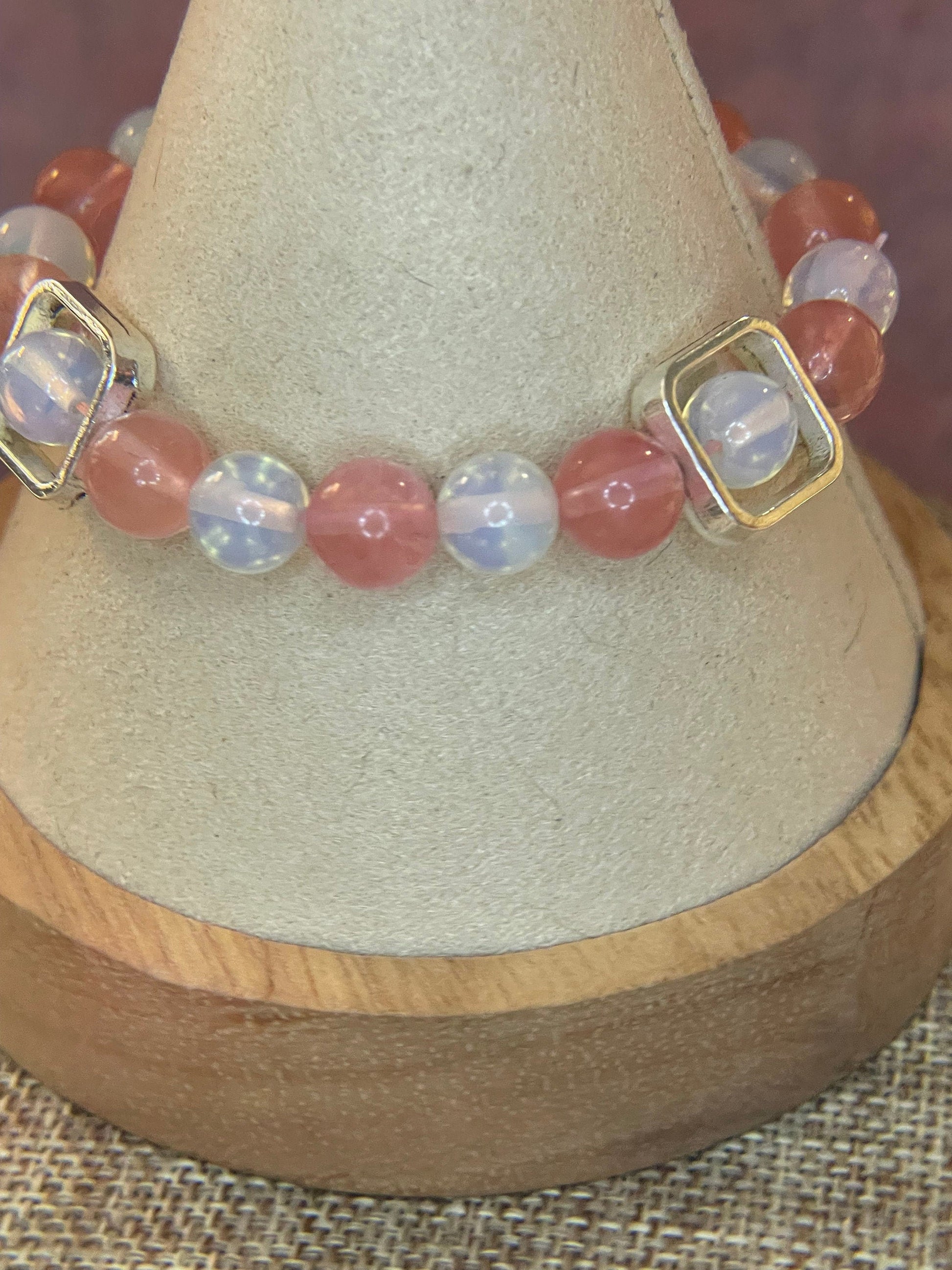 Rosy Opal elastic bracelet 7&quot;