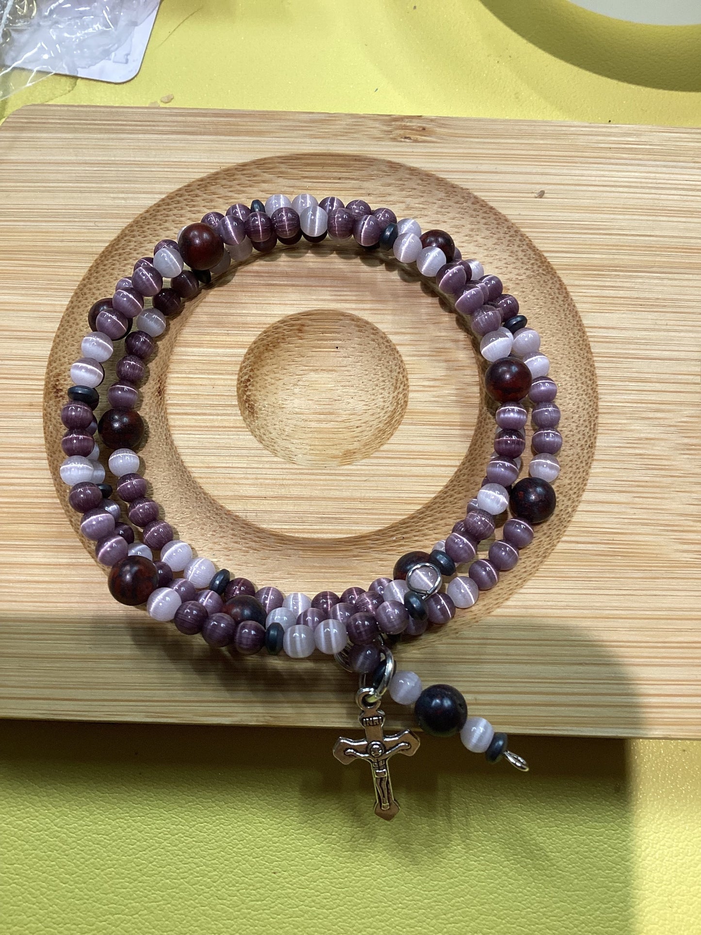 Custom purple cat eye wrap bracelet